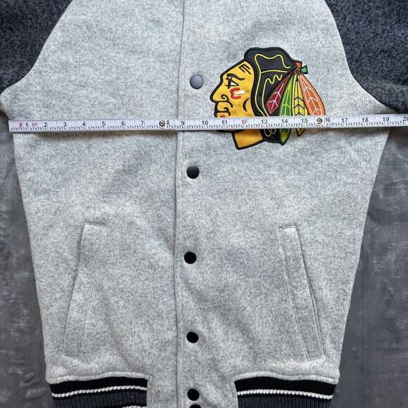 Chicago Blackhawks GIII Sports Jacket Small Hockey NHL Two Toned Gray Varsity - Picture 6 of 7